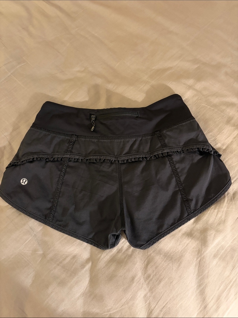 lululemon athletica Black Ruffle-Trim Athletic Shorts